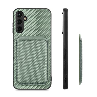 SKALO Samsung A14 4G/5G Carbon Fiber Suojakuori korttipidikkeellä - Vihreä
