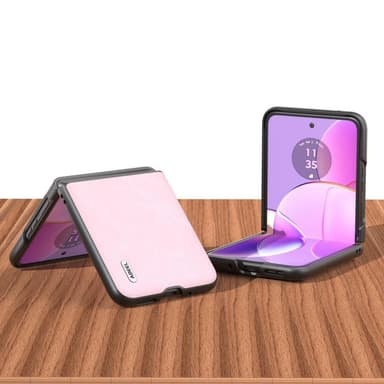 SKALO Motorola Razr 40 5G ABEEL PU Nahka Fold Suojakuori - Pinkki