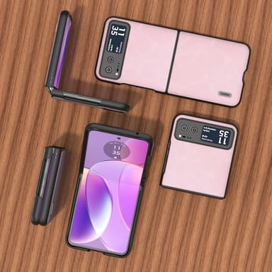 SKALO Motorola Razr 40 5G ABEEL PU Nahka Fold Suojakuori - Pinkki