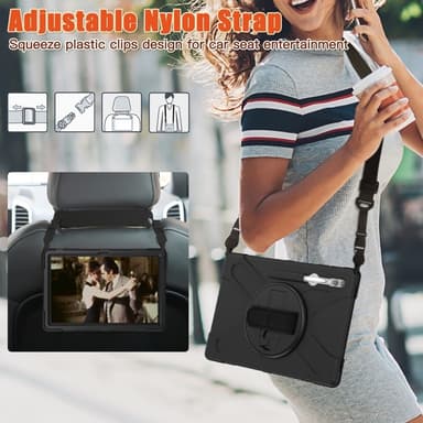 SKALO Samsung Tab S9 Ultra Extra Shock Resistant Armor Handle Kuori Olkahihnalla - Musta