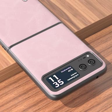 SKALO Motorola Razr 40 5G ABEEL PU Nahka Fold Suojakuori - Pinkki