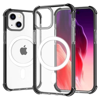 SKALO iPhone 15 Erittäin vahva magneettinen rengas Bumper TPU-kuori - Musta