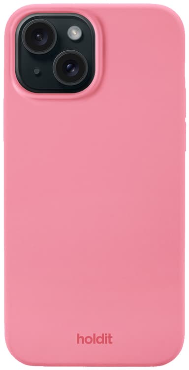 Holdit Silicone iPhone 15 suojakuori (vaaleanpunainen)