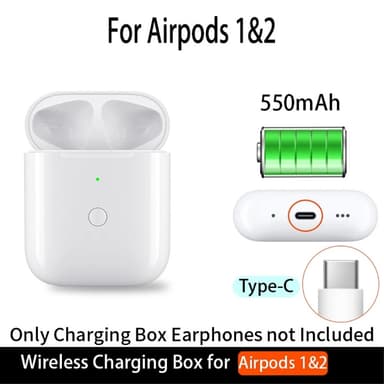 AirPods 1/2 Korvaava Latauskotelo Sisäänrakennettu 550mAh Akulla