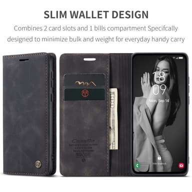 CASEME Retro Lompakkokotelo Samsung Galaxy A55 - Musta