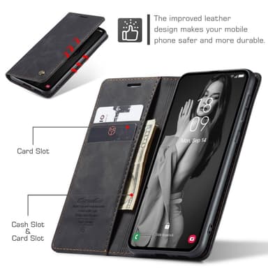 CASEME Retro Lompakkokotelo Samsung Galaxy A55 - Musta