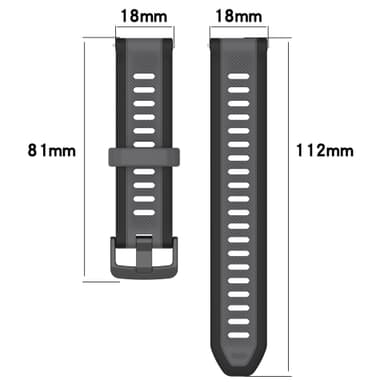 20 mm:n silikoniranneke Samsung/Garmin/Venu/Vivomorelle Musta + harmaa
