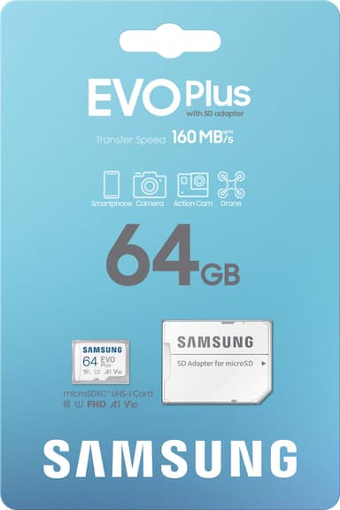 Samsung EVO Plus micro SD muistikortti (64 GB)