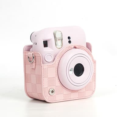 Polaroid mini12 ruudullinen retrokameralaukku Vaaleanpunainen