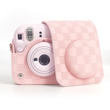 Polaroid mini12 ruudullinen retrokameralaukku Vaaleanpunainen