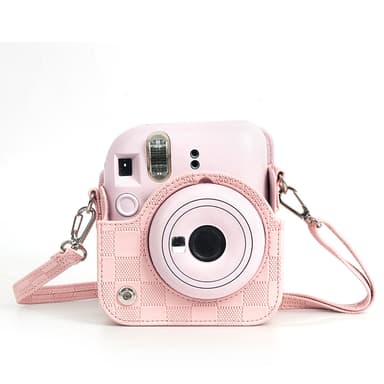Polaroid mini12 ruudullinen retrokameralaukku Vaaleanpunainen