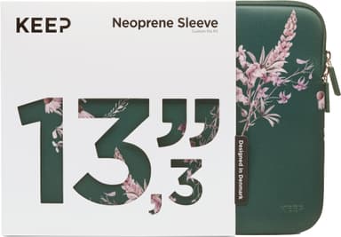 KEEP 13,3" Neoprene suojatasku kannettavalle (Power Green Flower)