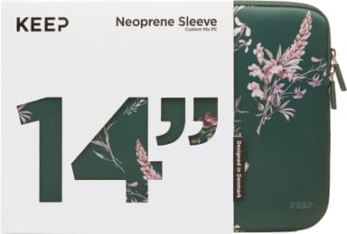 KEEP 14" Neoprene suojatasku kannettavalle (Power Green Flower)