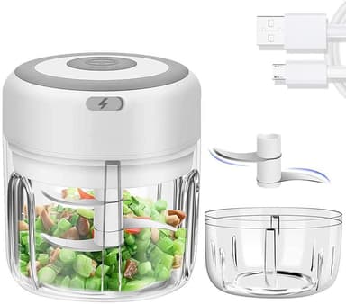 Mini sähköinen vihannessilppuri - Langaton tehosekoitin 250 ml - Valkoinen