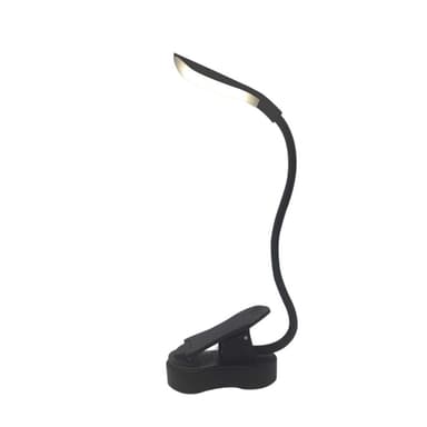 LED-klipsi valossa, pöytävalo, lukuvalo silmiensuojauksella, 3 väritilaa Musta