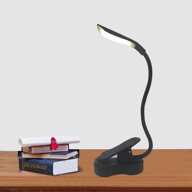 LED-klipsi valossa, pöytävalo, lukuvalo silmiensuojauksella, 3 väritilaa Musta