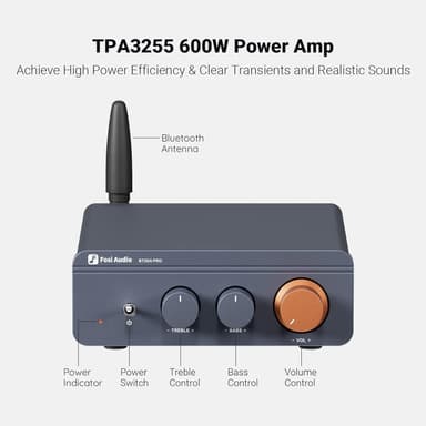 Fosi Audio Bluetooth 5.0 & R/L vahvistin 300W x2 äänenvoimakkuuden, basson ja diskantin säädöllä