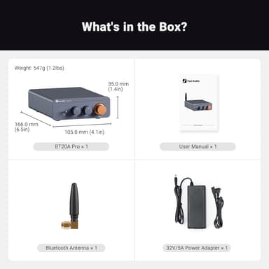 Fosi Audio Bluetooth 5.0 & R/L vahvistin 300W x2 äänenvoimakkuuden, basson ja diskantin säädöllä
