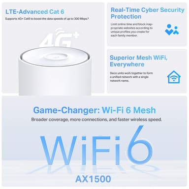 TP-Link Deco X10 4G+ AX1500 mesh reititin (1 kpl)