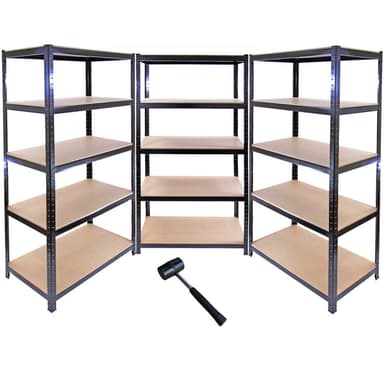 Monster Racking T-Rax Varasto- ja Autotallin Metallihylly, Musta, 90cm L, 45cm S, 10 kpl