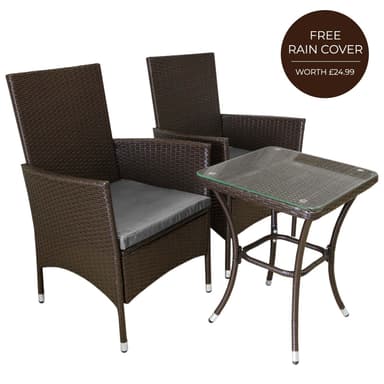 Jardí Rattan Bistro-setti Ruskea