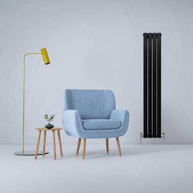 Designer litteät jäähdyttimet mattamusta 1600mm x 280mm