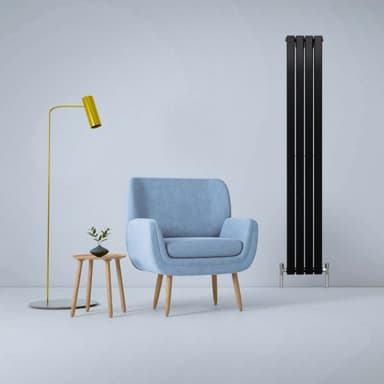 Designer litteät jäähdyttimet mattamusta 1800 mm x 280 mm