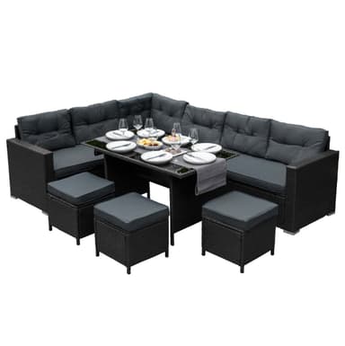 Rattan-nurkkisarja - Musta