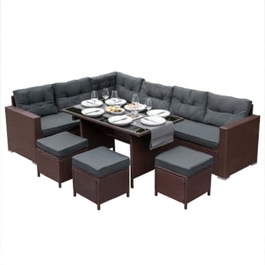 Rattan-nurkkisetti - Ruskea