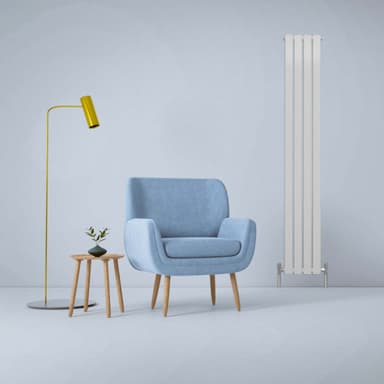 Designer litteät jäähdyttimet, kiiltävä valkoinen 1800 mm x 280 mm
