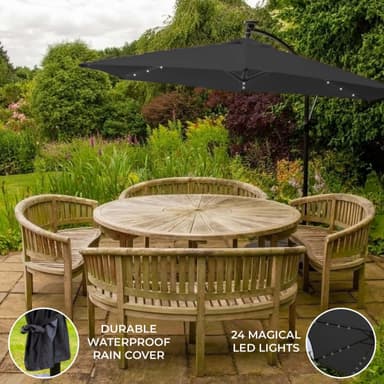 Harmaa 3m LED-kiintolevyparasoli