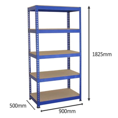3 x 90cm Q-Rax Sininen Metalli-Hyllyjärjestelmä ja Työpöytä
