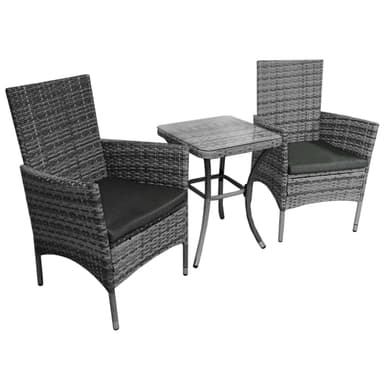 Jardí Rattan Bistro-setti Harmaa