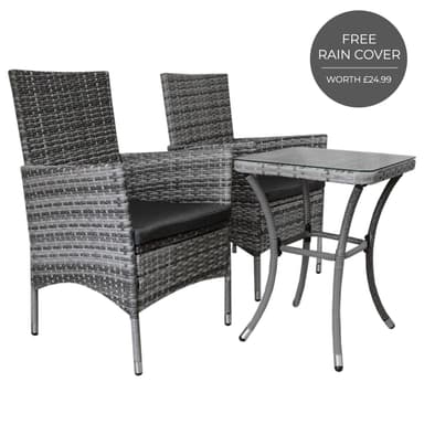 Jardí Rattan Bistro-setti Harmaa