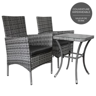 Jardí Rattan Bistro-setti Harmaa