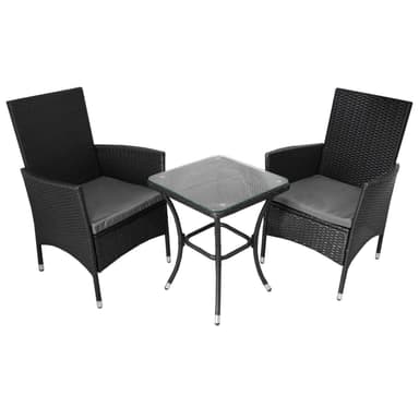 Jardí Rattan Bistro-setti Musta