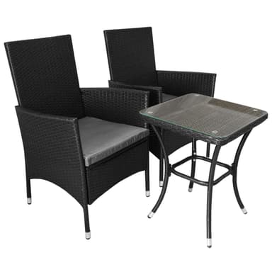 Jardí Rattan Bistro-setti Musta
