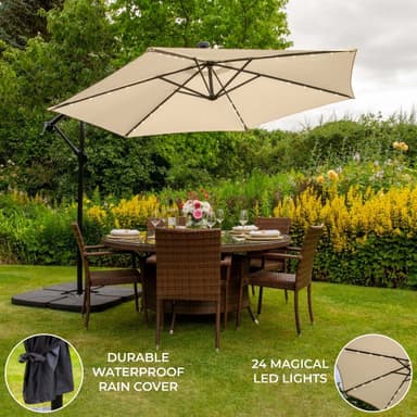 Beige 3m LED-ulokevarjo tavallisella pohjalla