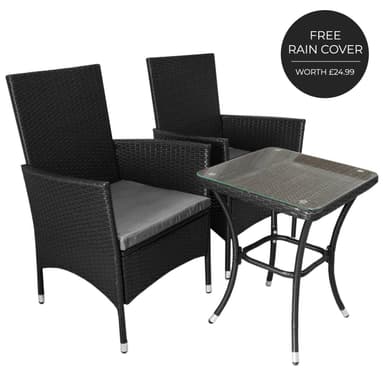 Jardí Rattan Bistro-setti Musta