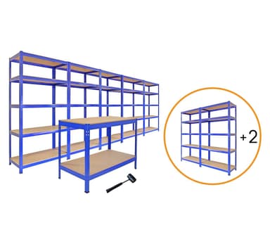 Autotallin Racking - Roskien Syöjä Paketti - Boltittomat 5 Tason Autotallin Hyllyt