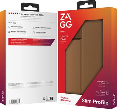 Zagg iPhone 12/12 Pro lompakkokotelo (ruskea)