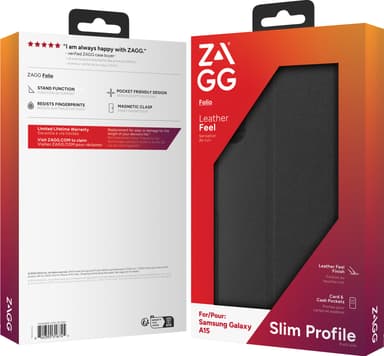 Zagg Samsung Galaxy A15 lompakkokotelo (musta)