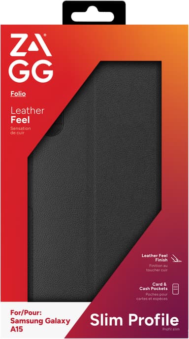 Zagg Samsung Galaxy A15 lompakkokotelo (musta)