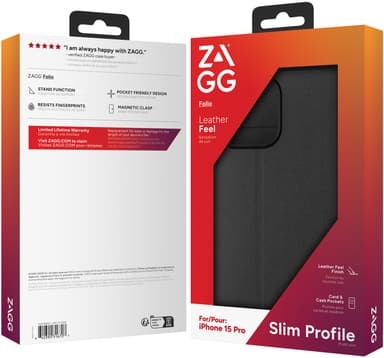 Zagg iPhone 15 Pro lompakkokotelo (musta)