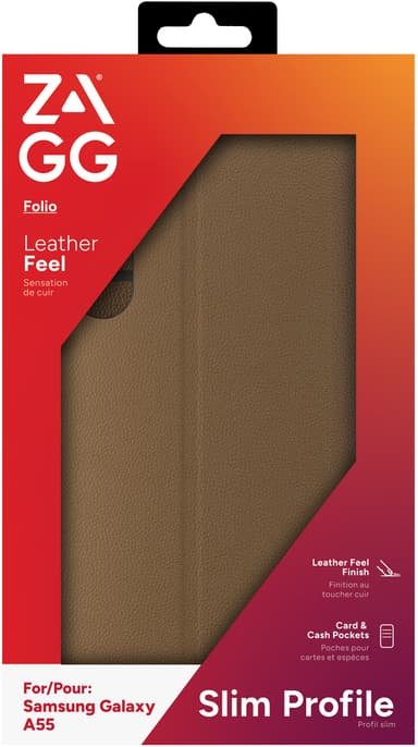 Zagg Samsung Galaxy A55 lompakkokotelo (ruskea)