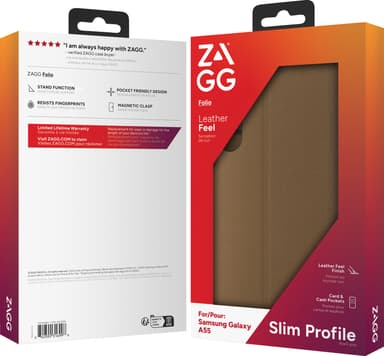 Zagg Samsung Galaxy A55 lompakkokotelo (ruskea)