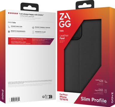 Zagg iPhone 16e/15/14/13 lompakkokotelo (musta)