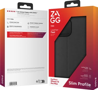 Zagg iPhone 15 Pro Max lompakkokotelo (musta)