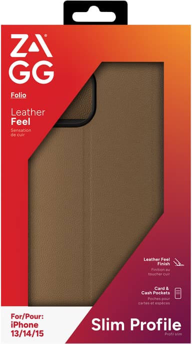 Zagg iPhone 16e/15/14/13 lompakkokotelo (ruskea)