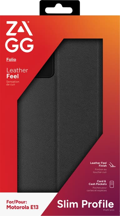 Zagg Motorola Moto e13 lompakkokotelo (musta)